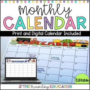 monthly calendar organization templates