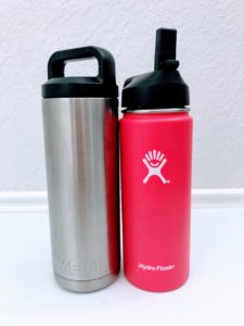 This is one way to drink more water is to buy a Yeti or Hydro Flask.  Here is a picture of a Yeti and Hydro Flask water bottles.