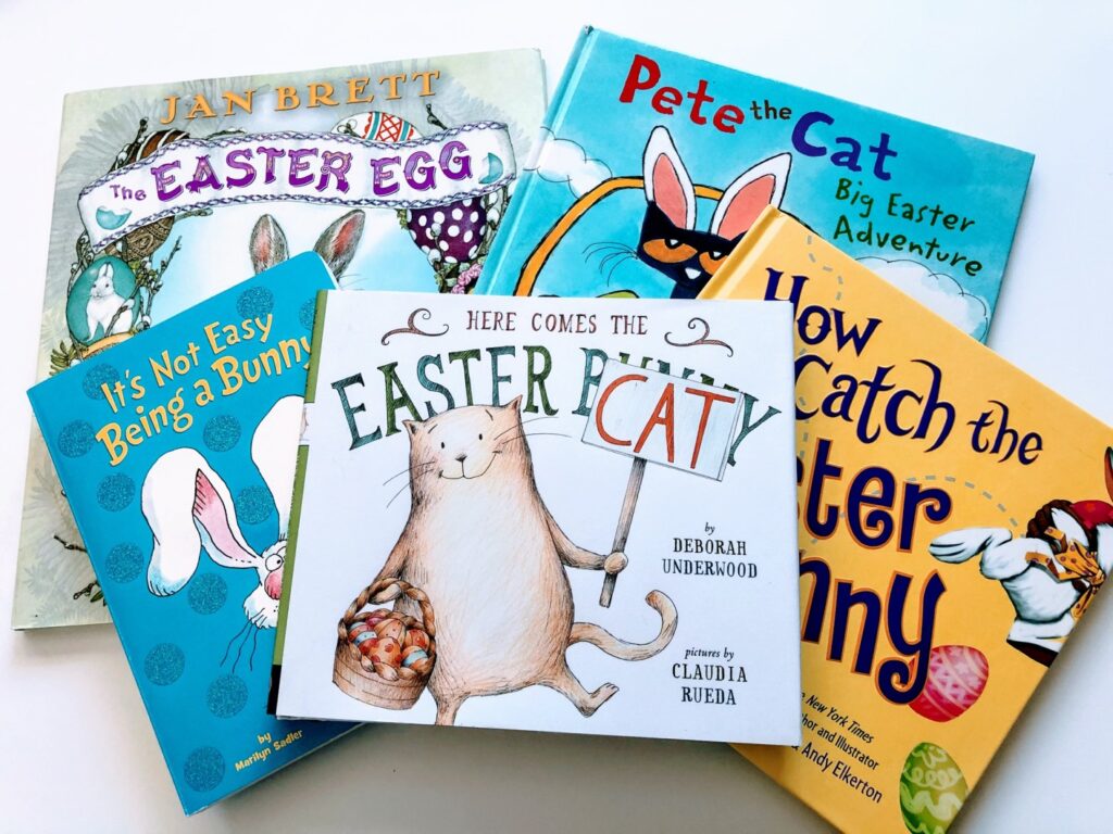 A picture of 5 Easter books to read to your class
