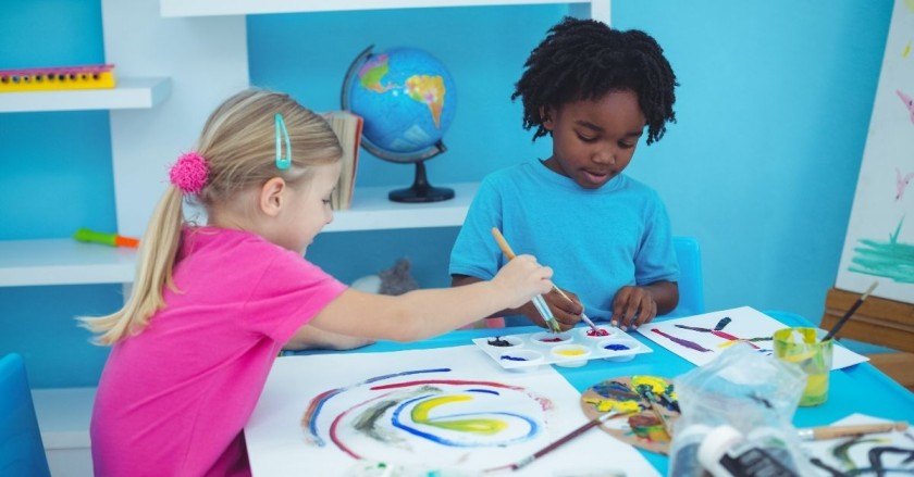 A picture of kids painting