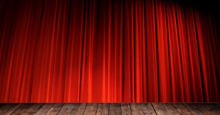 A picture of a red curtain for a reader's theatre performance.