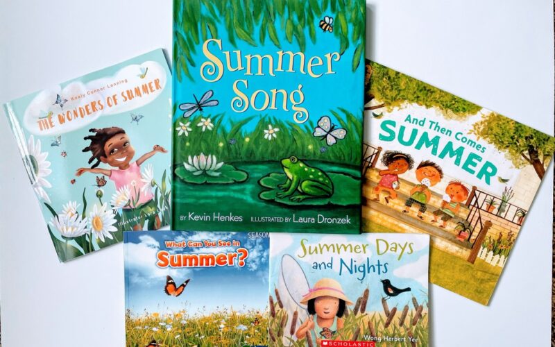 a picture of all 5 of my summer picture books for kids list