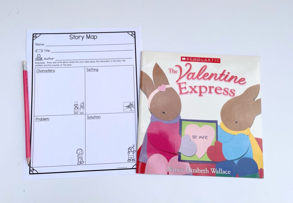 valentine's day reading graphic organizer freebie with Valentine's Day themed book