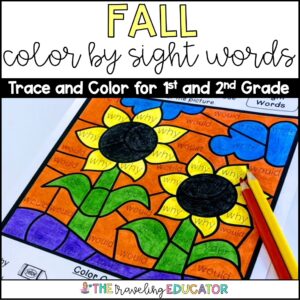Here's a picture of a Fall Color by sight words resource.